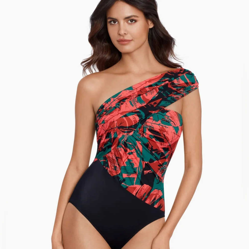 Miraclesuit swimsuit 8 black red Goddess one piece shapewear sculpting new $174